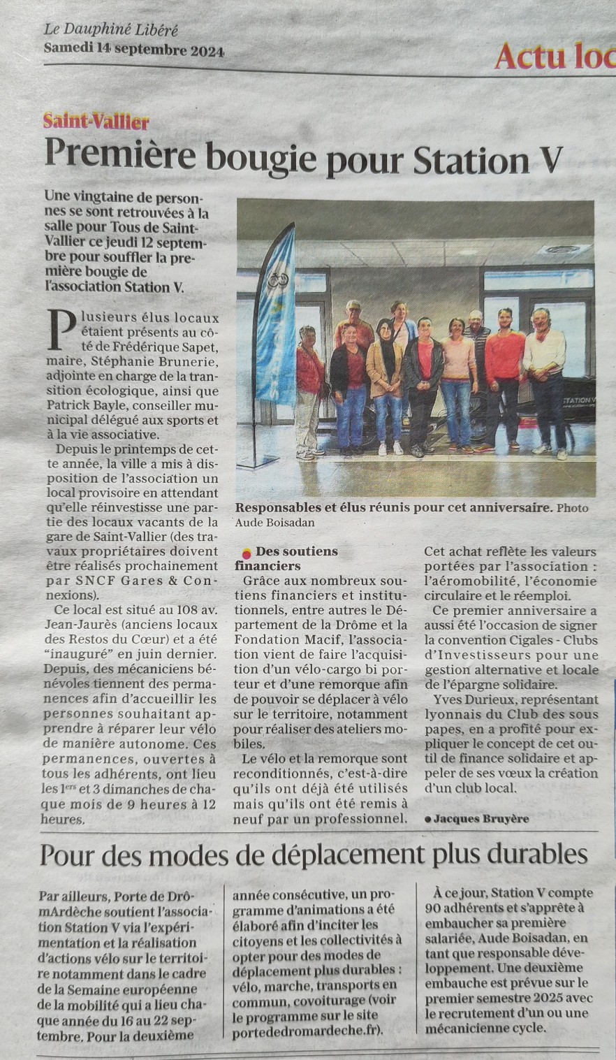20240914 Article DL Première bougie pour Station V